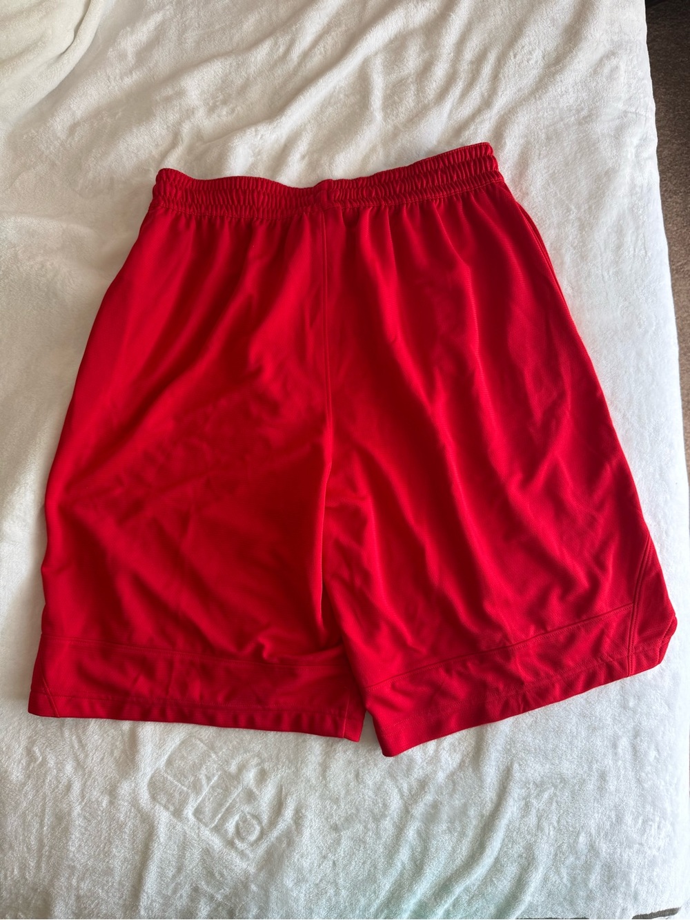 Nike Men's Bright Red Athletic Shorts with Black Swoosh - Picture 2 of 8